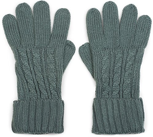 styleBREAKER Damen Handschuhe mit Zopfmuster und doppeltem Bund, warme Strickhandschuhe, Fingerhandschuhe 09010009, Farbe:Grau