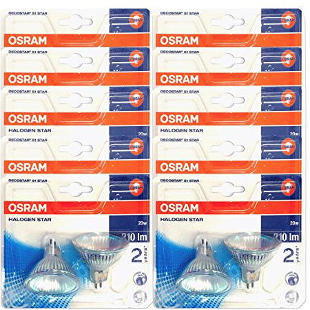 Osram Decostar/GU5.3 Halogen Reflector//Dimmable/12 V/20 W 36 ° Beam Angle/3000 Kelvin, 10 x Doppelpack, GU5.3 20.00 watts 12.00 Volts