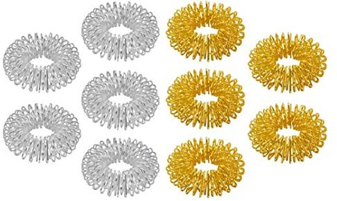 chi-enterprise Premium Massagering Set für die Finger | Anti Stress - Akupressur Ring - Antistress Ring | Akupressur Ring - Anxiety Ring | 10 Ringe (Gold und Silber, groß)