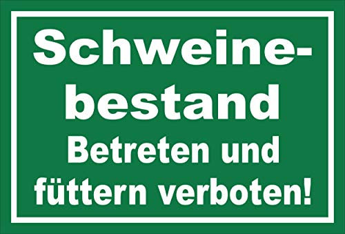 Melis-Folienwerkstatt Schild - Schweine-bestand - 15x10cm | Bohrlöcher | 3mm Hartschaum – S00039-023-G - 20 Varianten