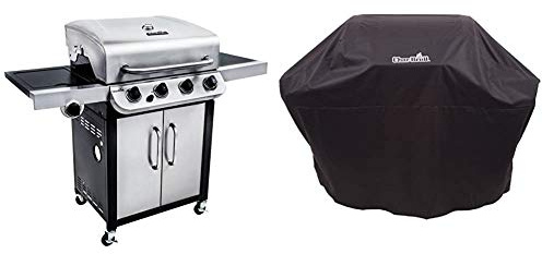 Char-Broil Convective Series 440S - 4 Burner Gas Barbecue Grill with Side-Burner, Stainless Steel Finish with Barbecue Grill Cover, Black