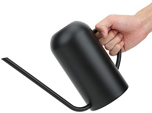 CHICIRIS Gießkanne Klein für Zimmerpflanzen - 1,5L Edelstahl Gießkanne mit langem Auslauf für Gartenblumenpflanzen Bonsai Bewässerungswerkzeug, Schwarz