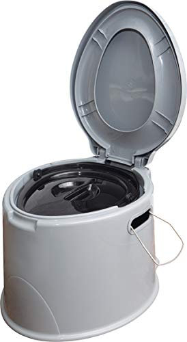 Aidapt Portable Loo Toilet Commode with Seat, Removable Bucket with Lid, Hinged Lid, Toilet Paper Holder, and Carry Handle – Ideal for Indoor & Outdoor Use, Camping, Festivals