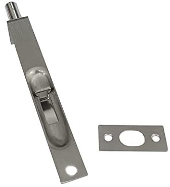 QCAA Solid Brass Flush Bolt, Square Shape, 6, Brushed Satin Nickel, 1 Pack, Made in Taiwan