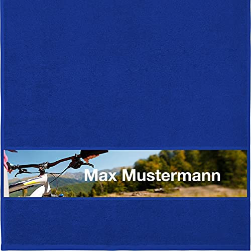 Manutextur Handtuch mit Namen - personalisiert - Motiv Radsport 2 - viele Farben & Motive - Dusch-Handtuch - Royalblau - Größe 50x100 cm - persönliches Geschenk mit Wunsch-Motiv und Wunsch-Name