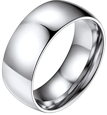PROSTEEL Trauring Verlobungsring für Männer Edelstahl Herren hochglanzpoliert Bandring Größe 64 einfach 8mm breit Modeschmuck Accessoire für Partnerschaft Freundschaft