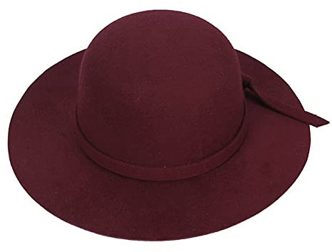 VPbao Wollhut mit breiter Krempe, Filz, Fedora-Hut, Damenhut, Schlenker-Glocke, Derby, Kirche, Party, Hüte – faltbar, Burgunderrot für Kinder, Einheitsgröße