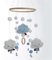 Baby Windspiel Krippe mit Filzbällen 3D Wolken Mobile Bettglocke Babybett hängende Spiel Mobile für Kinderzimmer Kinder Bett Dekor (Blau)