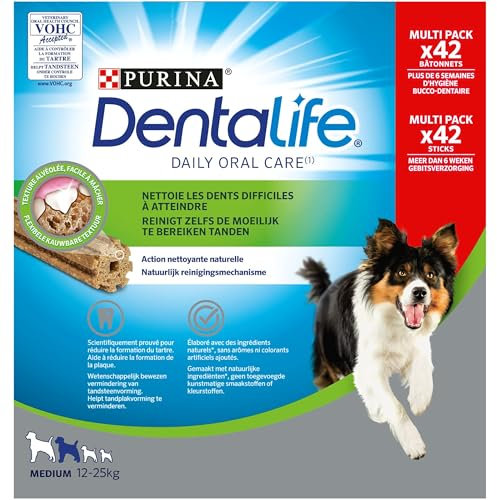 DENTALIFE | DAILY ORAL CARE | Friandises | Pour Chien Adulte de Taille Moyenne | Aide à nettoyer les dents efficacement | Action nettoyante naturelle | Sachet | Lot de 1 x 42 bâtonnets à mâcher