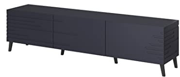 BIM Furniture LOWBOARD NOVA 186 cm TV Schrank Solo, Unterschrank,Fernsehschrank, TV board, sideboard RTV, TV Schrank, HiFi-Tisch, Weiß,Schwarz, Dunkelblau (Dunkelblau)