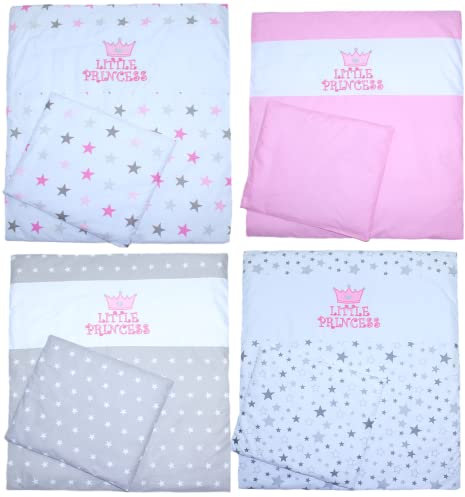 Baby Bettwäsche Set - Princess - 70x78 für Baby Wiege Kinderwagen Beistellbett 2-4 teilig (Star Hell, 4 teilig)