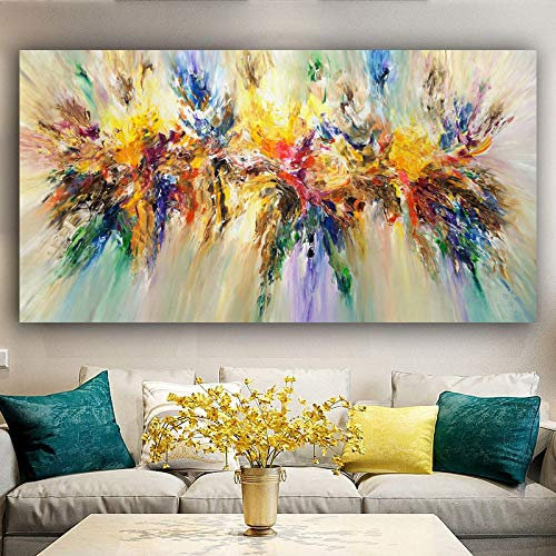 Quadri astratti colorati su tela pittura fiori poster stampe wall art soggiorno decorazioni per la casa dipinti opere d'arte 80x160 cm (31x63 pollici) senza cornice