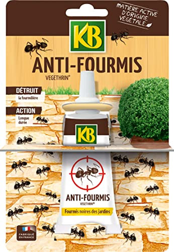 KB KFT25 - Anti-Fourmis Appât Tube Gel 25 g - Détruit durablement et Profondeur Les fourmilières - Quelques Gouttes suffisent - pour extérieurs - Insecticide d'origine végétale - Fabriqué en France