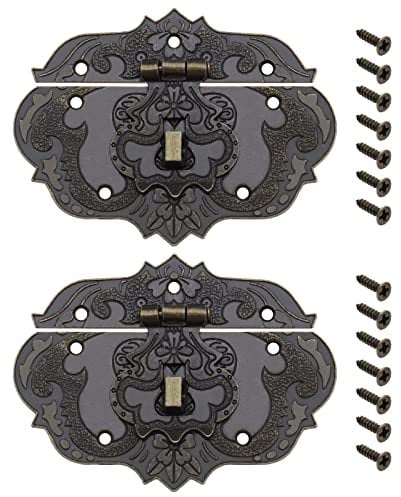 The Lord of the Tools 2 Stück Retro Bronze Haspe Verschluss Antik Dekoratives Schloss mit Schrauben für Schmuckschatulle Holzkiste Weinkiste Werkzeugkoffer 8,5 X 6,3cm