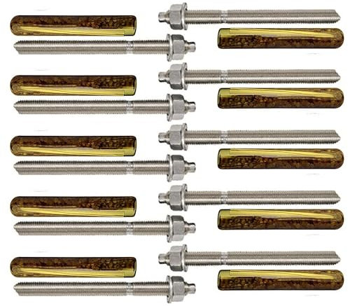 Lot de 5/10 barres d'ancrage pour charges lourdes + cartouche d'ancrage composite en acier galvanisé ou acier inoxydable (acier inoxydable, M16 x 190 mm)