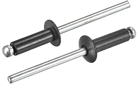 sourcing map Aluminum Blind Rivets, 4mm x 12mm (5/32 x 15/32) Open End Rivet Flat Round Head for Joining Metal Plate Leather, Black 50 Pcs