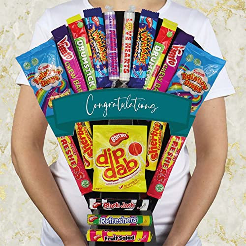 The Retro Sweets Bouquet With Dip Dab, Black Jack, Fruit Salad & More - Congratulations