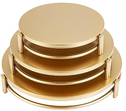 Ksrnsne 3 Stück Tortenständer, Muffinständer Kuchenständer Cupcake Ständer Kuchenplatte zum Dekorieren für Geburtstag Party, Kaffeetafel, Hochzeit Golden