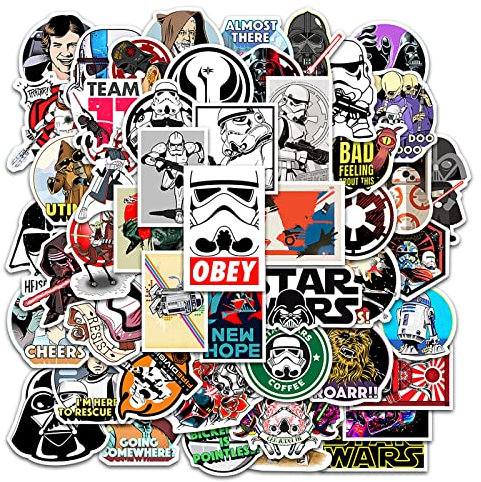 Star Wars Sticker 50 Stück,Wasserfeste Vinyl Aufkleber Coole Graffiti Sticker Set,Aufkleber Stickers für Laptop Skateboard Koffer Helm Auto Fahrrad Handy,Geschenk für Kinder Teenager Erwachsene