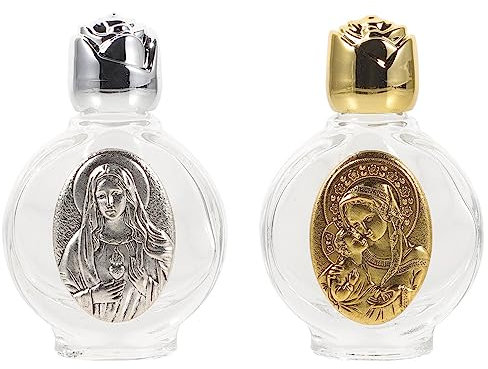 Sewroro 2 Pièces Bouteilles D'eau Bénite En Verre Mary D'eau En Verre Bouteilles Décoratives Conteneurs D'eau Bénite Huiles Vides Conteneurs Pour Catholique Chrétien Baptême