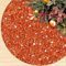 ROMANKAS Glitter Christmas Tree Skirts 21 inch Orange Sequins Halloween Tree Skirt Velvet Tree Mat for Pencil Tree Paillette Sparkly Tree Skirt Cover Thanksgiving Hallowern Christmas Tree Carpet