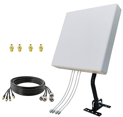 High Gain 4G LTE 5G Outdoor MIMO Directional Antenna,600-6000 MHz Reichweite,Kompatibel mit 5G 4G Router,N-SMA Ausgang mit TS9 Adapter, Inklusive 10m Low-Loss Kabel.für WiFi 5G 4G LTE Router&Hotspots
