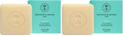Neal’s Yard Remedies Geranium & Orange Soap | Natural & Organic Soap | Non-Drying | Palm Oil-Free Soap | 100g (Pack of 2)