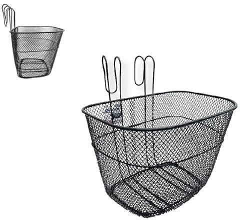 Oceano Panier de vélo avant universel pour adultes et enfants panier de rangement en métal plastifié antirouille imperméable à accrocher au guidon (petit)