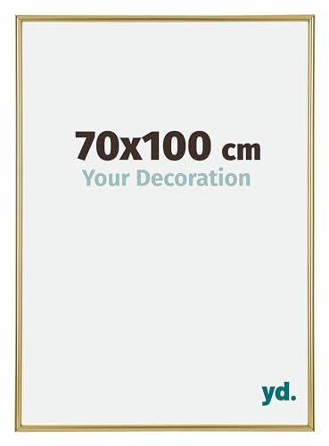yd. Your Decoration - Cadre Photo 70x100 cm - Or - Cadre Photo en Plastique Avec Verre acrylique - Anti-Reflet - Cadre 70x100 - Annecy