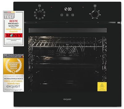 Exquisit Einbaubackofen EBE278-H-020 schwarz | EEK: A | 75 l Garraum | Heiß- & Umluft | 60cm Breite
