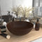 Rantry Fregadero de baño redondo de cerámica marrón oscuro, lavabo de encimera, lavabo para lavabo, mueble de tocador, lavabo de baño para guardarropa pequeño