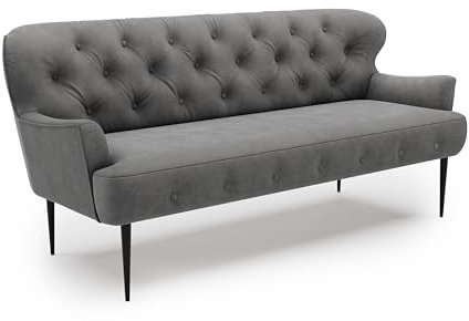 CAVADORE 3-Sitzer Küchensofa Amba, Trendige Sitzbank für Küche oder Esszimmer / 193 x 97 x 87 / Flachgewebe: Dunkelgrau