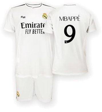 Real Madrid - Maillot et Pantalon Domicile Saison 24/25, Mbappé, 8 Ans, Réplique Avec Licence Officielle