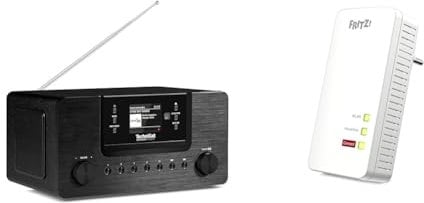 TechniSat DIGITRADIO 570 CD IR – Stereo DAB+ Internetradio & AVM Fritz!Powerline 1260 Single-Adapter