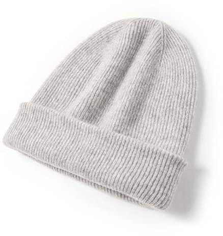 Tinncana 100% Kaschmir Beanie für Frauen und Männer, doppellagige Wintermütze Beanie Hat (DE/NL/SE/PL, Alphanumerisch, Einheitsgröße, Hellgrau)