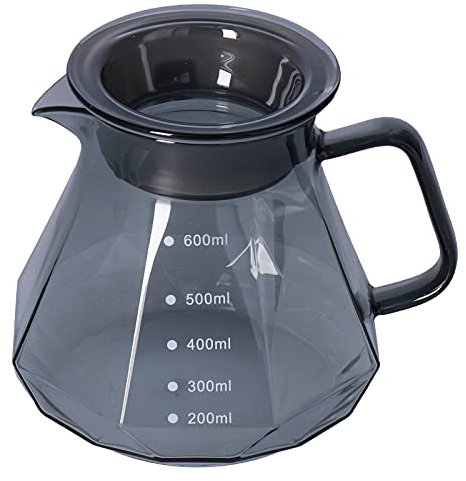 Cafetera de Vidrio, 400ml/600ml Servidor de Café Resistente al Calor Hervidor Transparente para Compartir Café con Tapa para Cocina Casera (600ml)