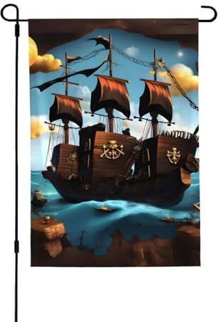 Drapeau de jardin double face Motif bateau pirate 71 x 101 cm