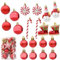 HERZONE 20pcs weihnachtsanhänger Weihnachtsbaumschmuck weihnachtskugeln, zuckerstangen,Sterne,schneemann und Weihnachtsstiefel für Weihnachtsbaum (B-rot)