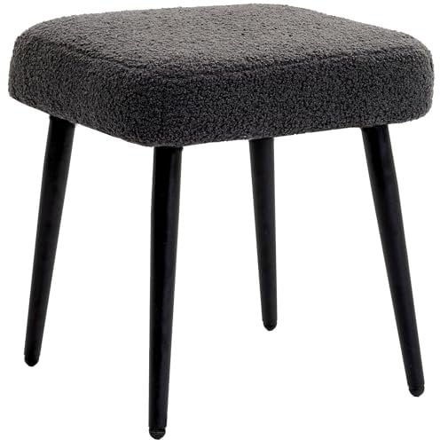 HOMCOM Sitzhocker Hocker quadratisch mit weichem Sitzkissen Stahlbeinen Fußhocker mit Kaschmir-Optik Polsterhocker Ottoman für Schlafzimmer, Wohnzimmer, Dunkelgrau