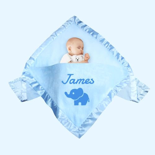 Couverture Personnalisée Bébé Garçon Fille Bleu Rose Plaid - Chaude et Confortable avec Prénom et Motif Personnalisés