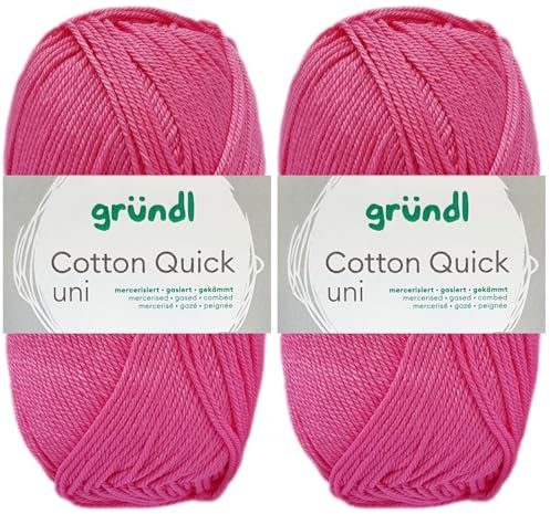 2x50 Gramm Gründl Cotton Quick Häkelgarn aus 100% Baumwolle 107 Himbeere