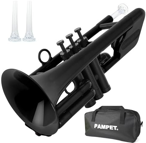 PAMPET Sea Lion Professionelle Trompete aus Kunststoff, C-Trompete, Standard-Trompeten-Set für Studenten, Anfänger, C-Trompeteninstrument, Schwarz