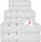 Casa Copenhagen Eternal 6-teiliges Handtuchset, Weiß, 500 g/m², 2 Badetücher, 2 Handtücher, 2 Waschlappen aus weicher ägyptischer Baumwolle für Badezimmer, Küche und Dusche