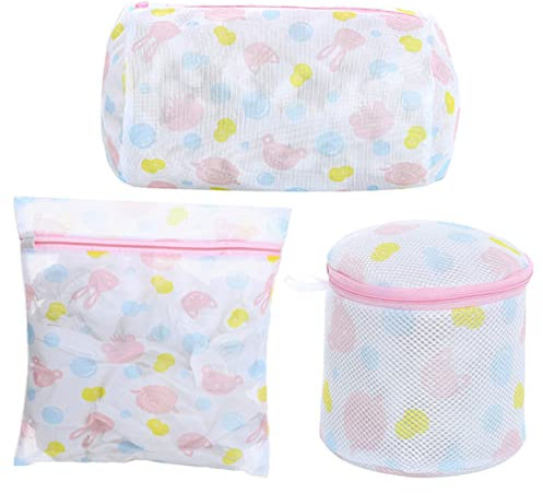 Cabilock Bolsas De Lavandería Malla De Poliéster Bolsa Lavadora Cremallera 3pcs