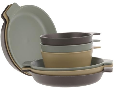 HANABASS Vaisselle Plastique Réutilisable Kit De Vaisselle De Pique- Portable Pour Camping Et Barbecue