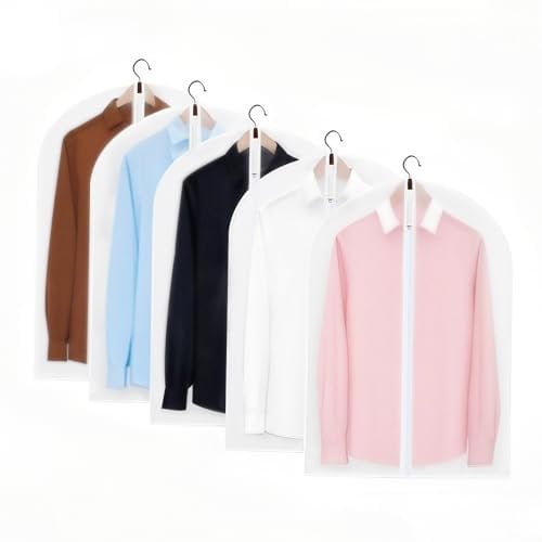 HoneyHolly Kleidersack, Staubdichte Waschbare Kleiderschutzhülle, PEVA Durchscheinend, Mottensichere Kleidersäcke mit Reißverschluss, Atmungsaktiver Kleiderhülle für Hemden, Jacken, 6 Stück (60x80cm)