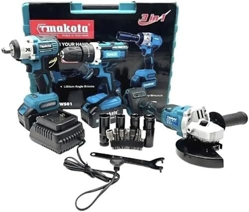 Kit completo professionale 3 in 1 Trapano Avvitatore Avvitatore a Impulsi Smerigliatrice a Batteria