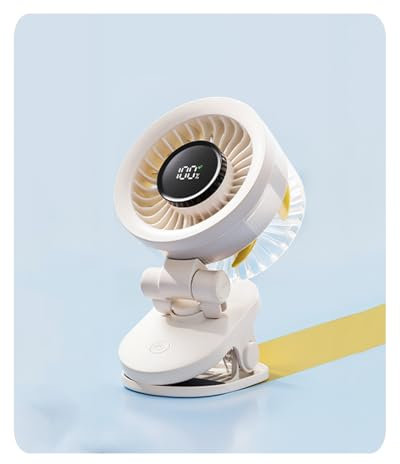 YONETE Table Fans, Ultra Quiet Wall-Mounted Desk Fan, Digital Display Rechargeable USB Fan, 105°Tilt, 100 Speeds, Long Lasting Power, Portable Fan for Home Office Kitchen Travel Camping - White M83