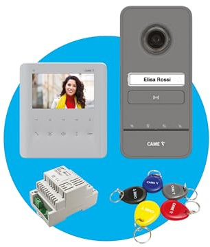 CAME Kit videocitofonico monofamiliare con videocitofono vivavoce PLX V WIFI con display LCD 5” bianco, targa esterna LHS V/01 PLUS, 5 portachiavi di prossimità e alimentatore
