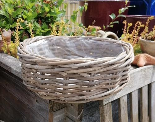 Generisch NEU !! Sehr robuster großer Pflanzkorb ca. ø 43 cm aus Weide - Vollholz Katzenkorb Pflanzschale Blumentopf Übertopf Garten Rattan - Naturprodukt Deko Hundekörbchen